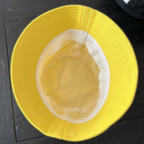 Two Cotton Bucket Hats, Yellow & Black with Smiley Face Patch - Picture 3 of 4